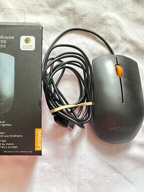 Microsoft Lenovo - BLACK USB Wired Mouse - Right & Left-Handed Open Box